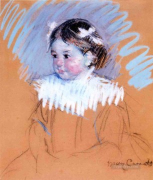 Bust of Ellen with Bows in Her Hair mothers children Mary Cassatt Oil Paintings